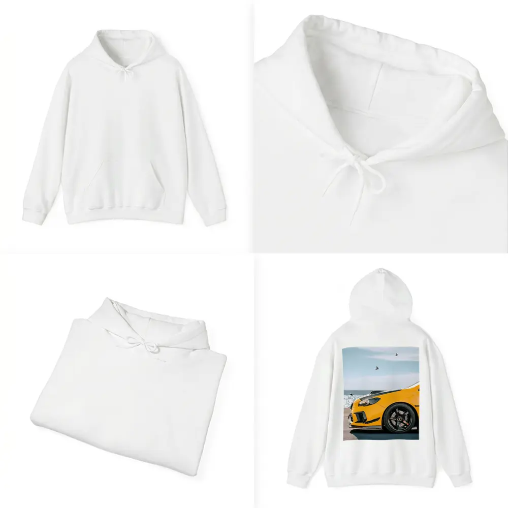 Yellow Subaru WRX STI Coastal Scene – Hoodies