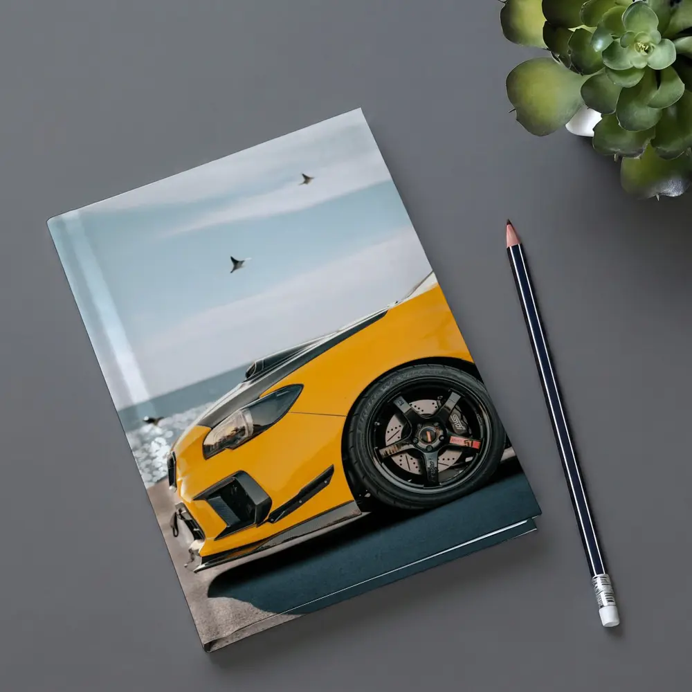 Yellow Subaru WRX STI Coastal Scene – Notebooks