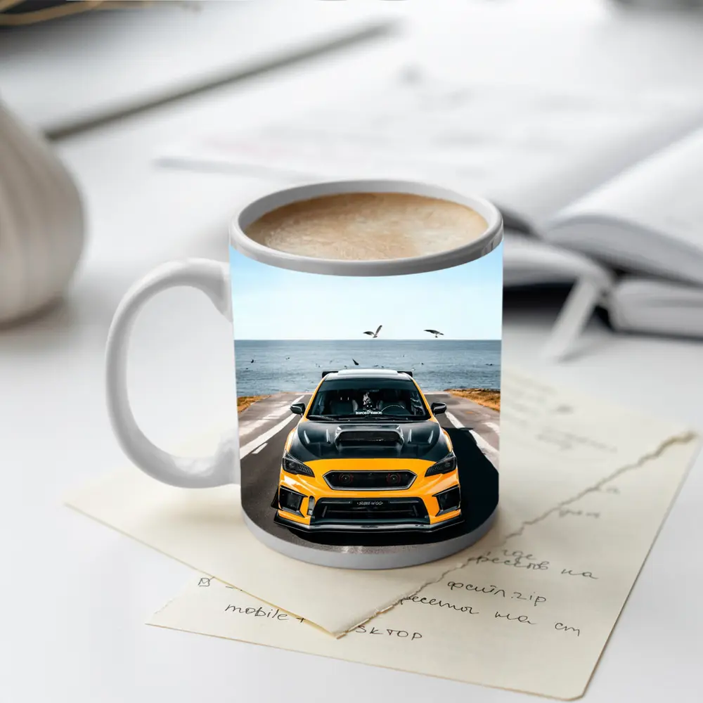 Subaru WRX Yellow Wide Body Coastal Road – Mugs