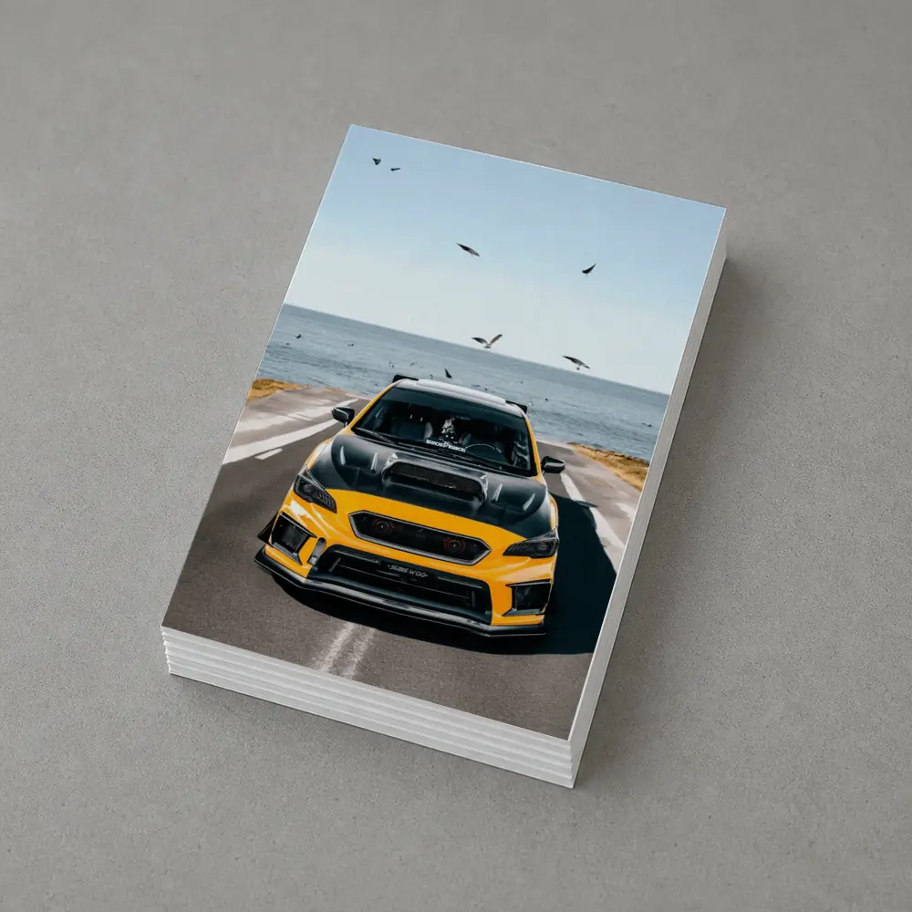Subaru WRX Yellow Wide Body Coastal Road – Postcards