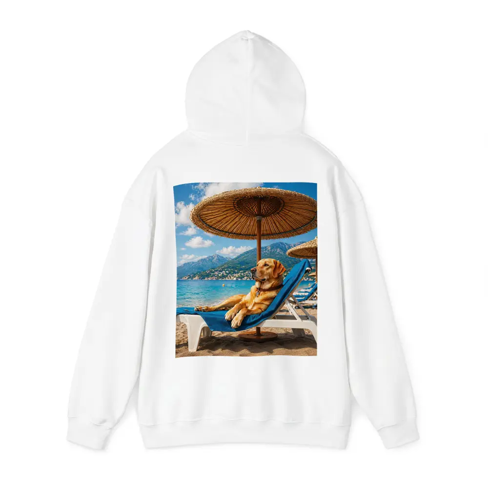 Labrador Retriever Relaxing on Beach Sunbed – Hoodies