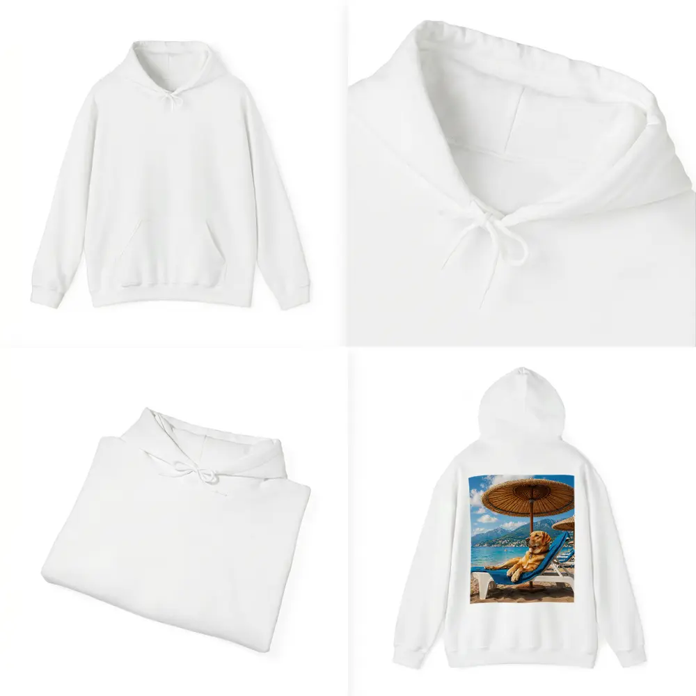 Labrador Retriever Relaxing on Beach Sunbed – Hoodies
