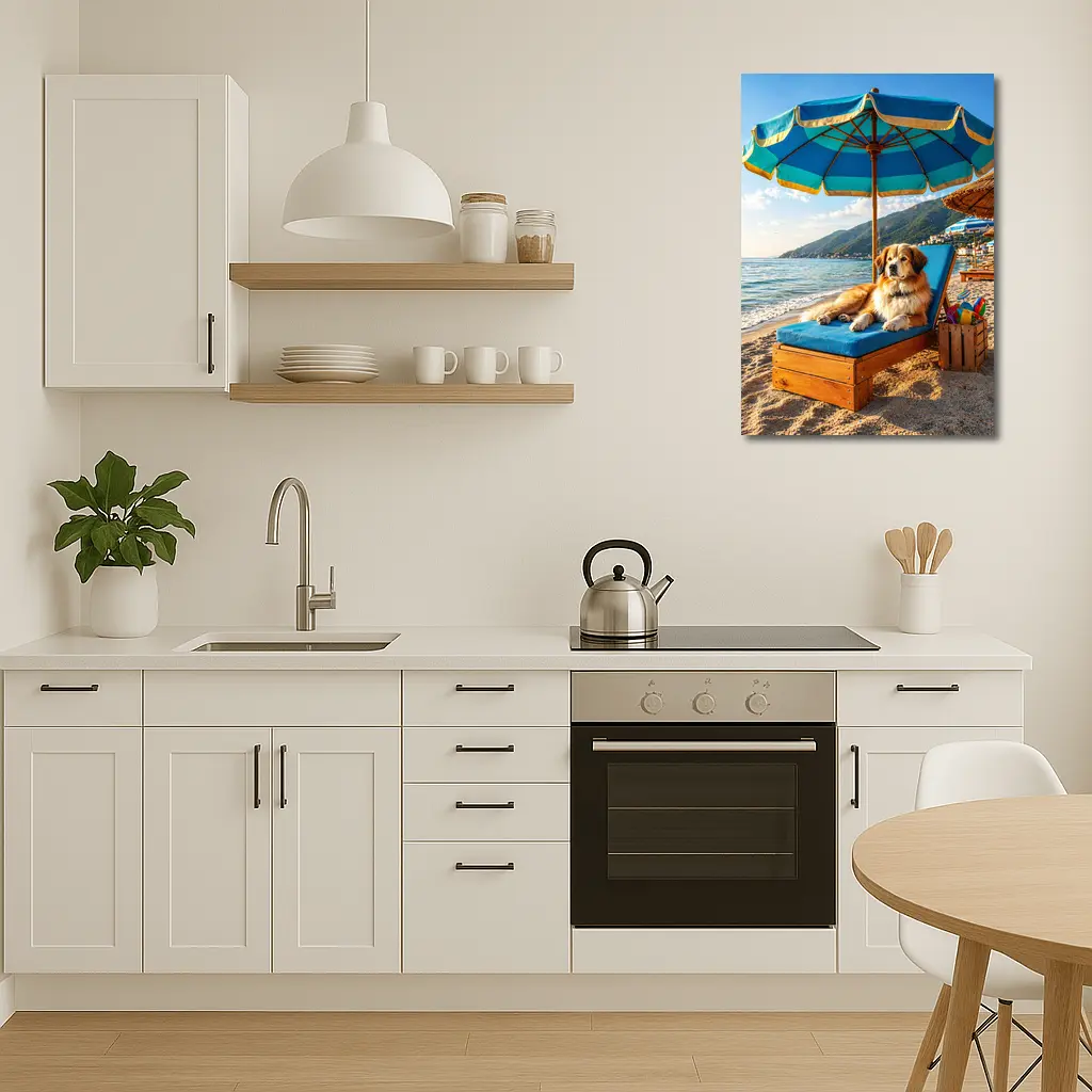 Golden Retriever Relaxing On Summer Beach – Wall Art
