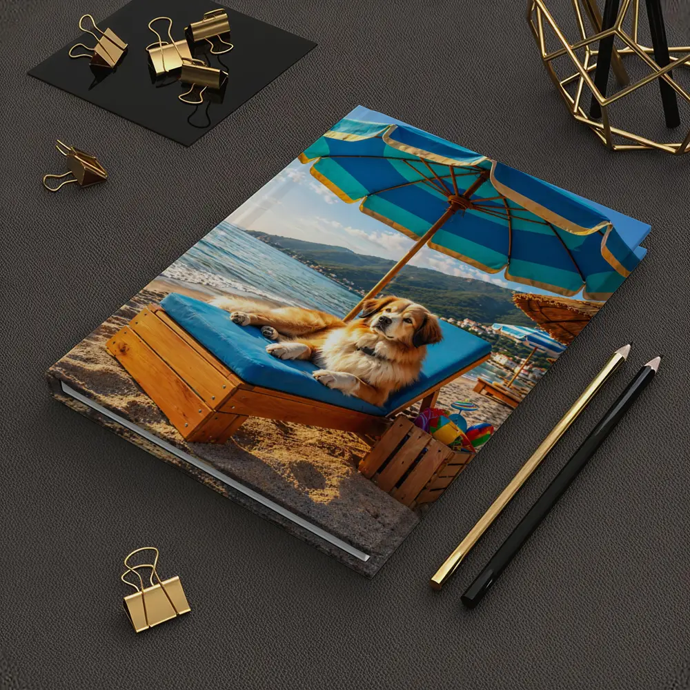 Golden Retriever Relaxing On Summer Beach – Notebooks