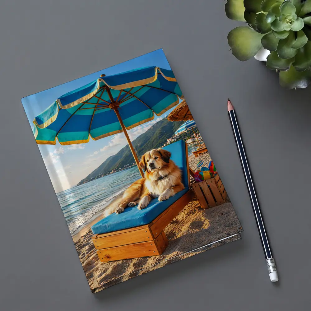 Golden Retriever Relaxing On Summer Beach – Notebooks