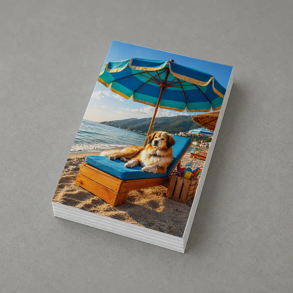 Golden Retriever Relaxing On Summer Beach – Postcards
