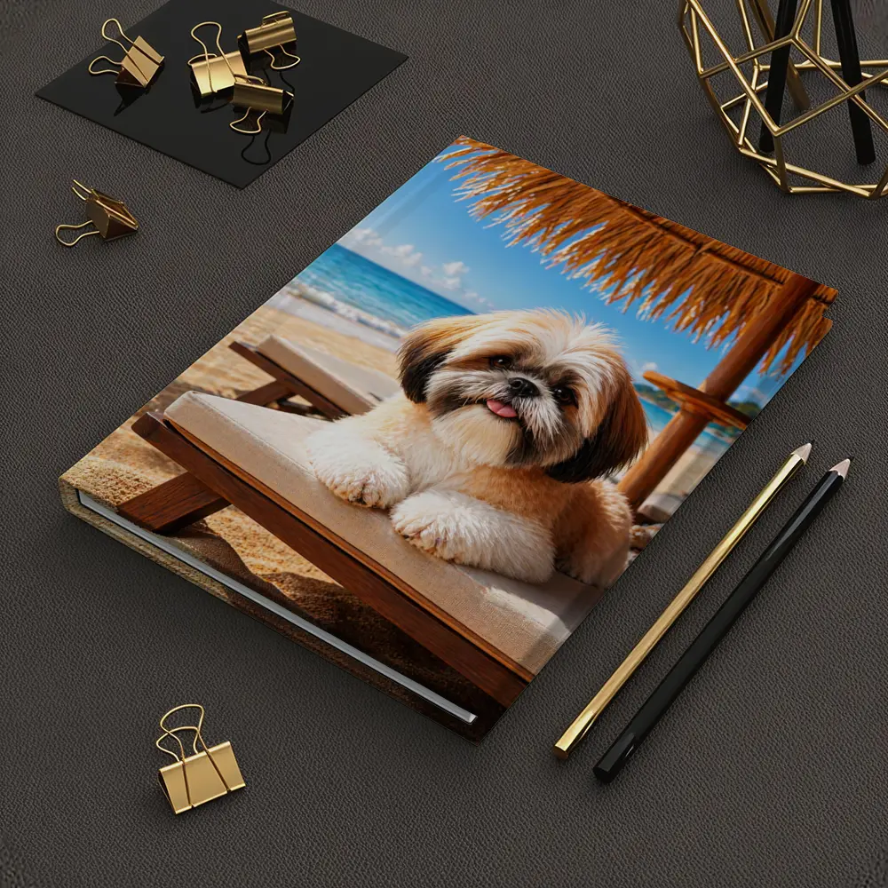 Shih Tzu Relaxing on Sunny Beach Chair – Notebooks