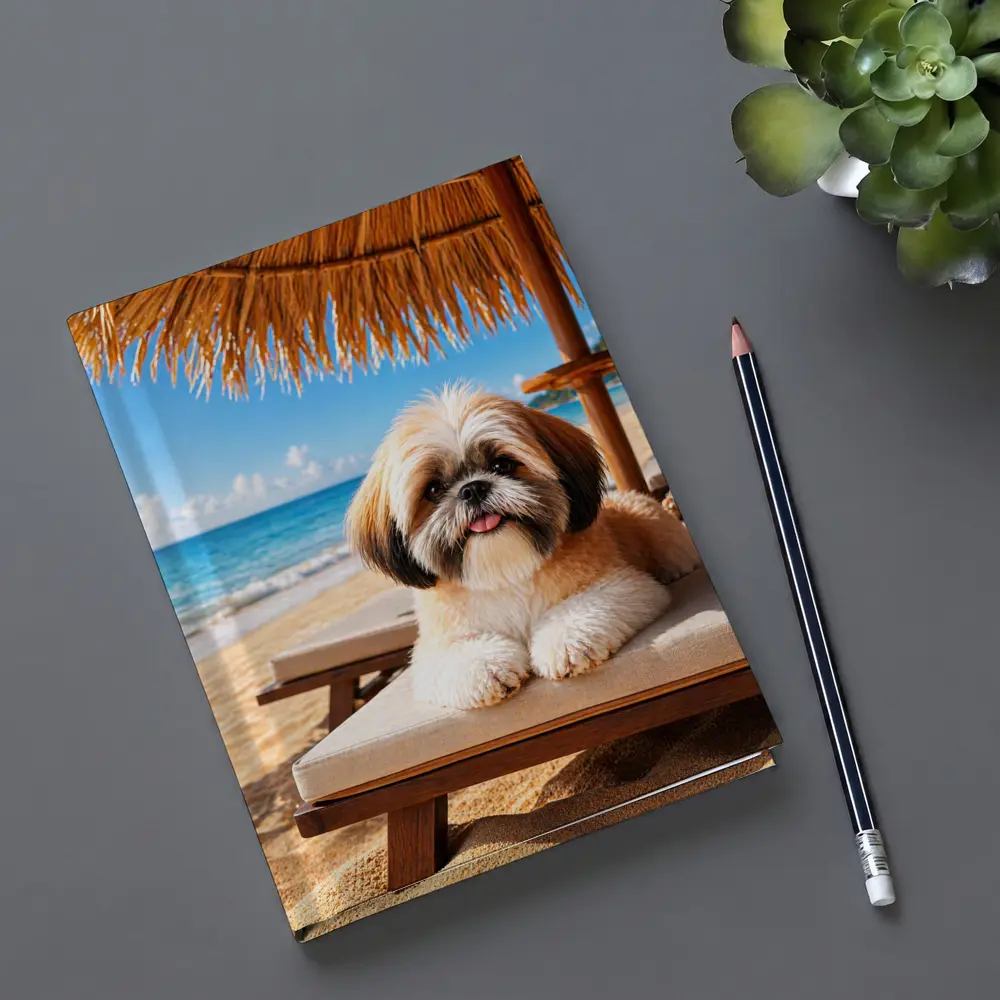 Shih Tzu Relaxing on Sunny Beach Chair – Notebooks