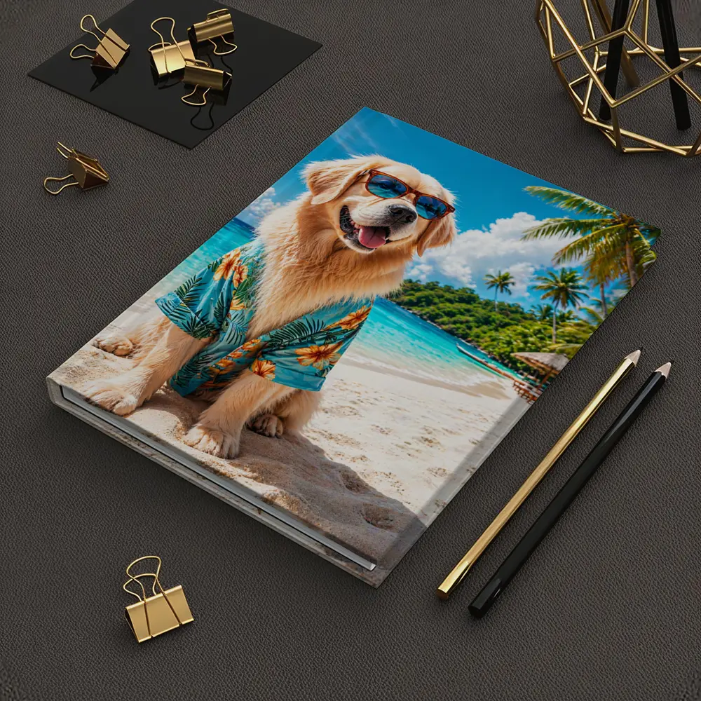 Golden Retriever Sunglasses Hawaiian Shirt Tropical Beach – Notebooks