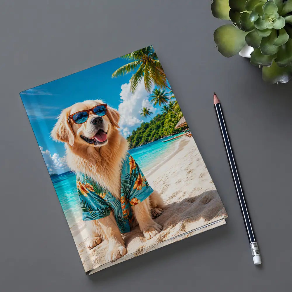 Golden Retriever Sunglasses Hawaiian Shirt Tropical Beach – Notebooks