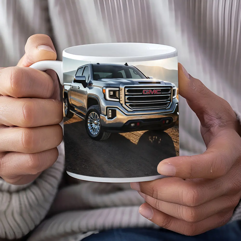 GMC Sierra Truck on Dusty Dirt Road – Mugs