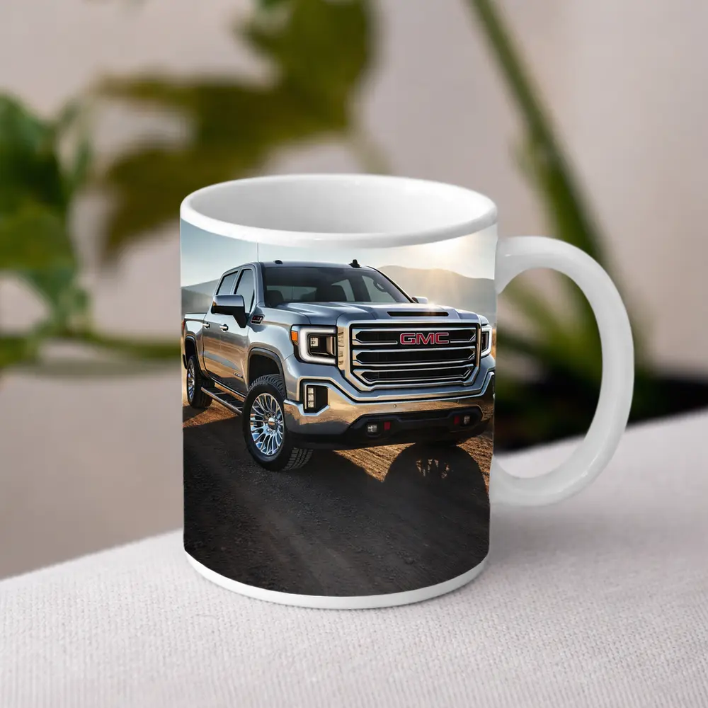 GMC Sierra Truck on Dusty Dirt Road – Mugs
