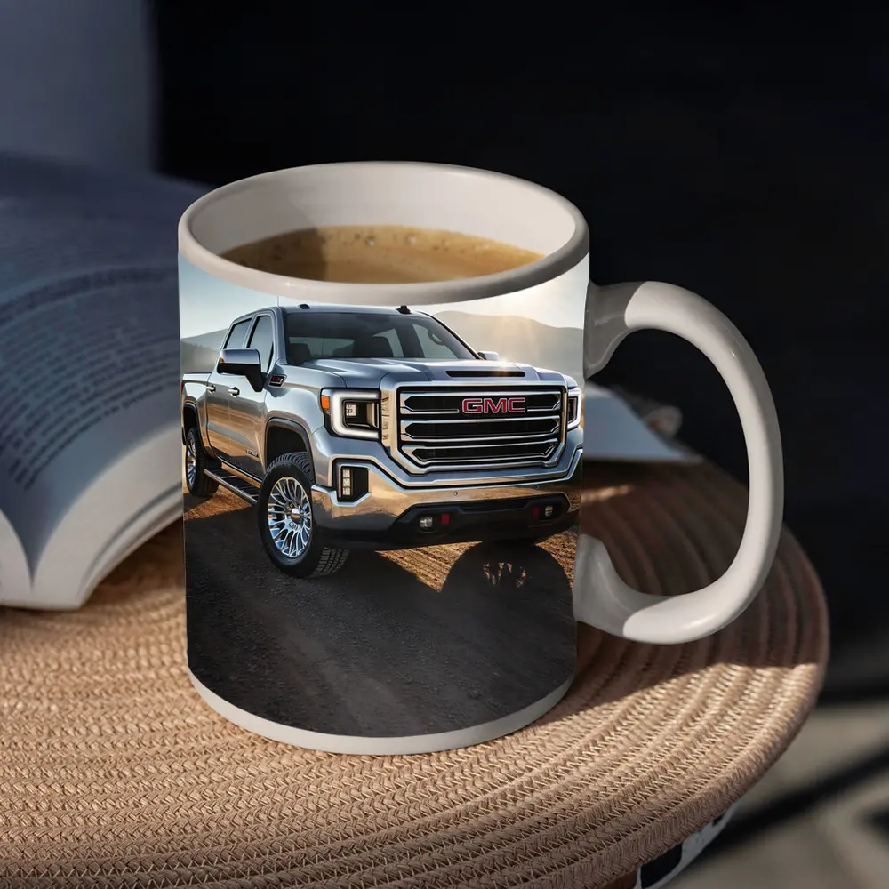 GMC Sierra Truck on Dusty Dirt Road – Mugs