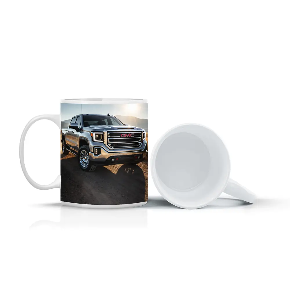 GMC Sierra Truck on Dusty Dirt Road – Mugs