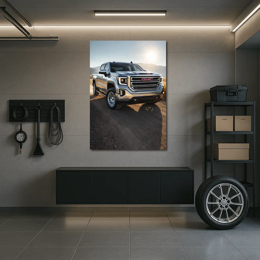 GMC Sierra Truck on Dusty Dirt Road – Wall Art