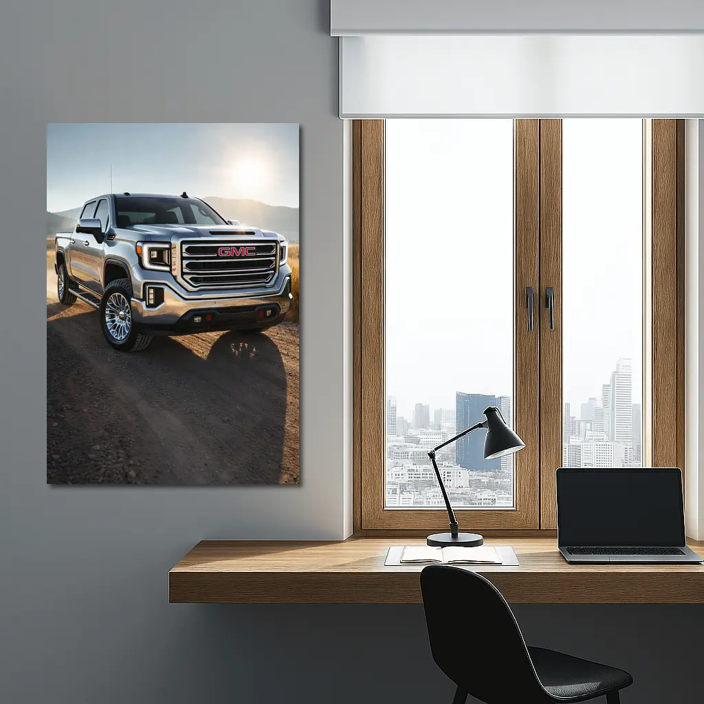GMC Sierra Truck on Dusty Dirt Road – Wall Art