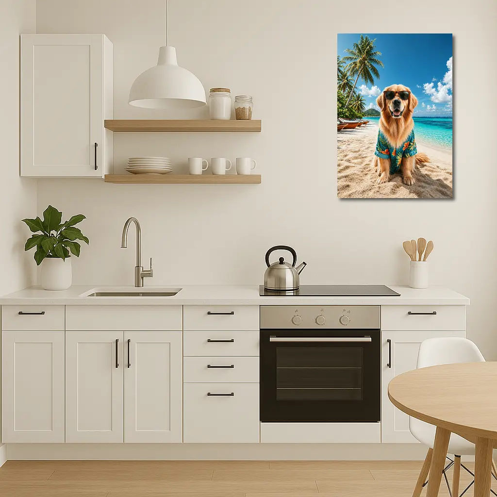 Golden Retriever Sunglasses Hawaiian Shirt Tropical Beach – Wall Art