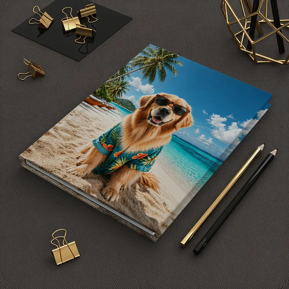 Golden Retriever Sunglasses Hawaiian Shirt Tropical Beach – Notebooks
