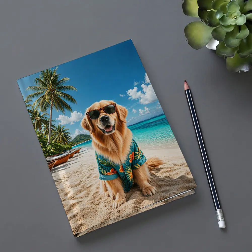 Golden Retriever Sunglasses Hawaiian Shirt Tropical Beach – Notebooks