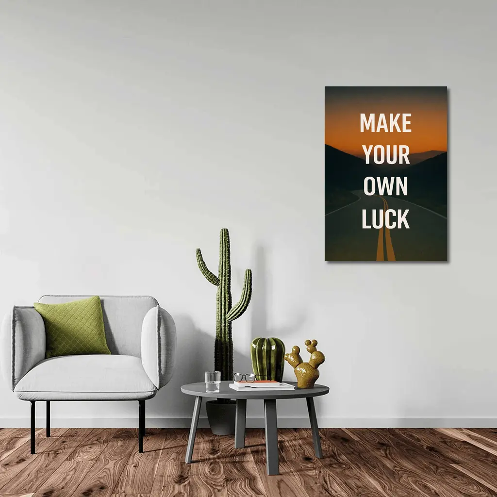 Make Your Own Luck Road Sunset Quote – Wall Art