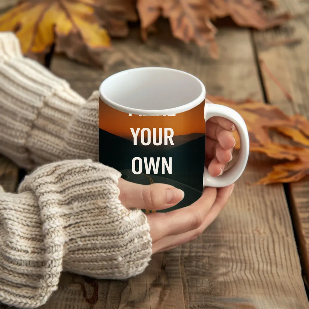 Make Your Own Luck Road Sunset Quote – Mugs
