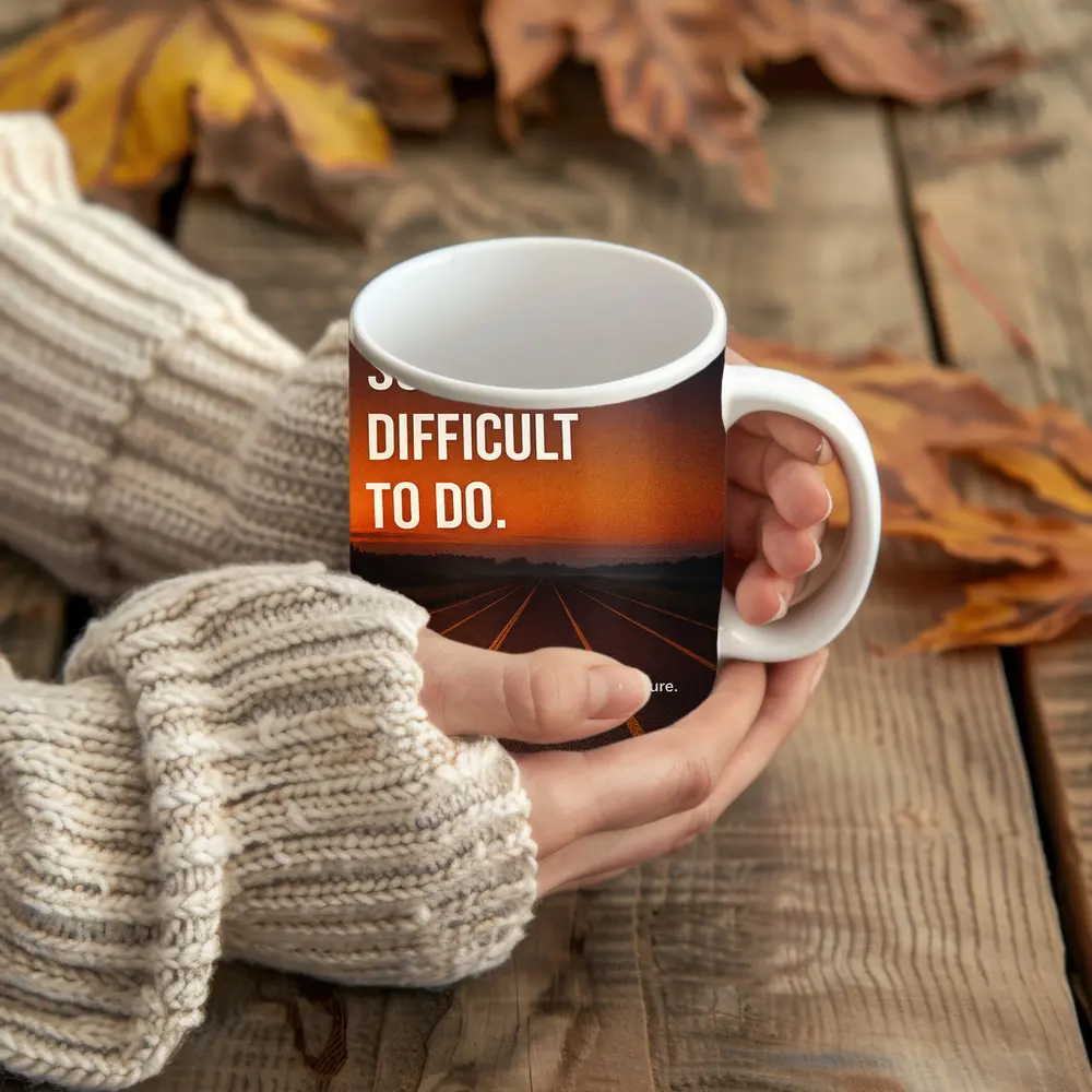 Find Something Difficult To Do Road Sunset – Mugs