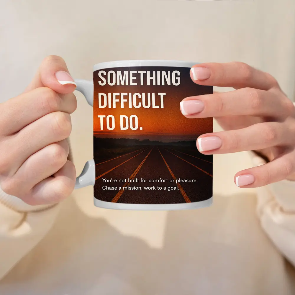 Find Something Difficult To Do Road Sunset – Mugs