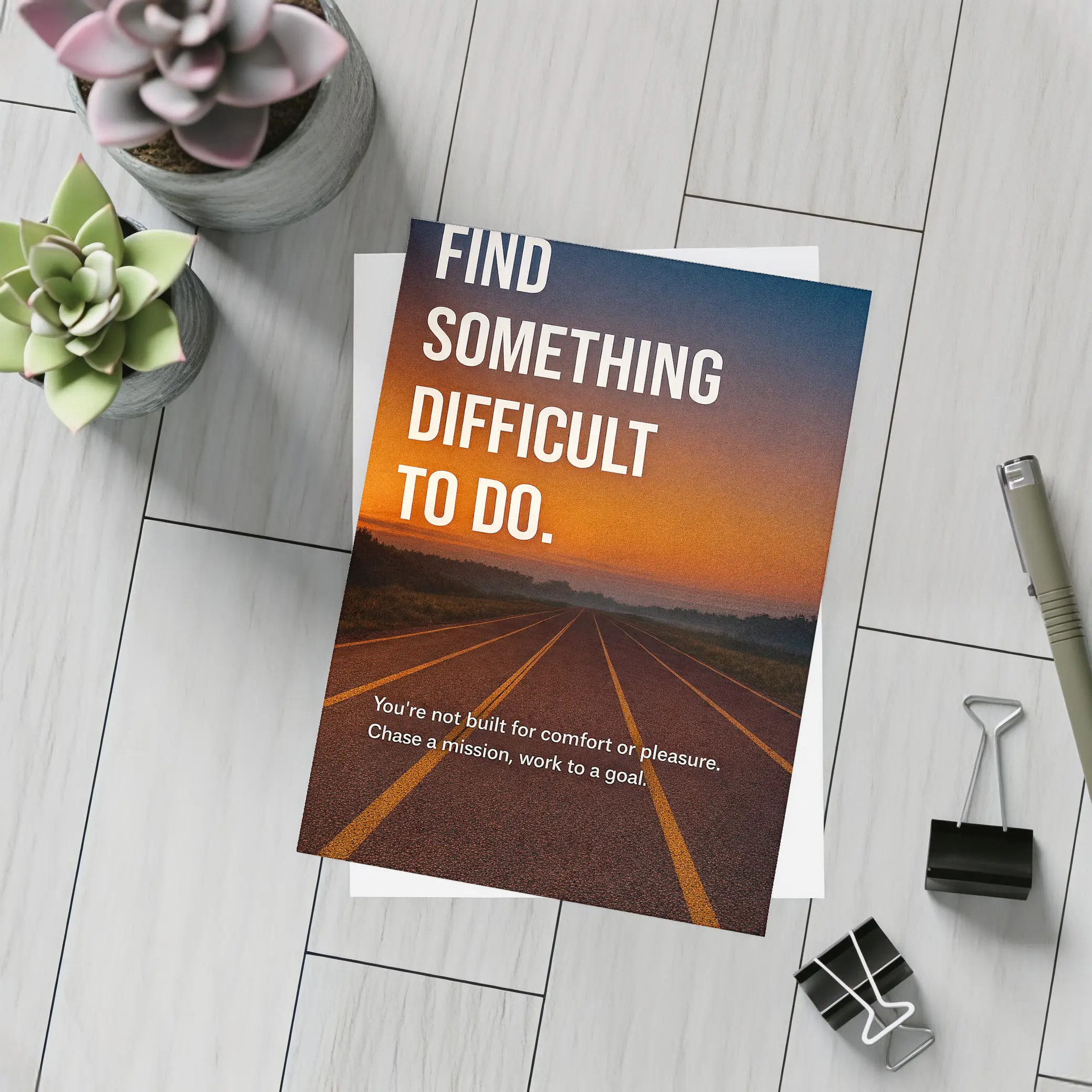 Find Something Difficult To Do Road Sunset – Postcards