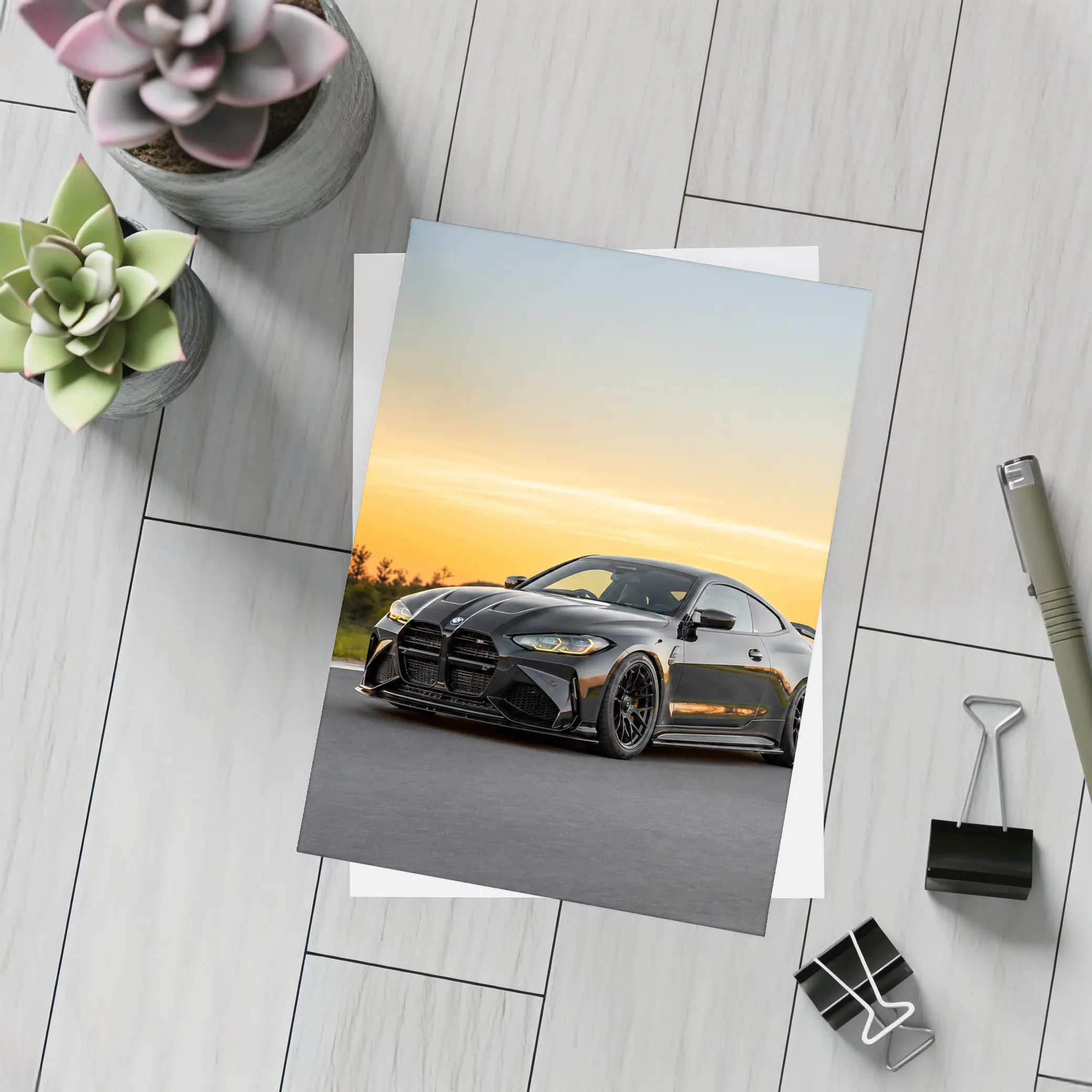 Black BMW M4 Coupe Sunset Track – Postcards