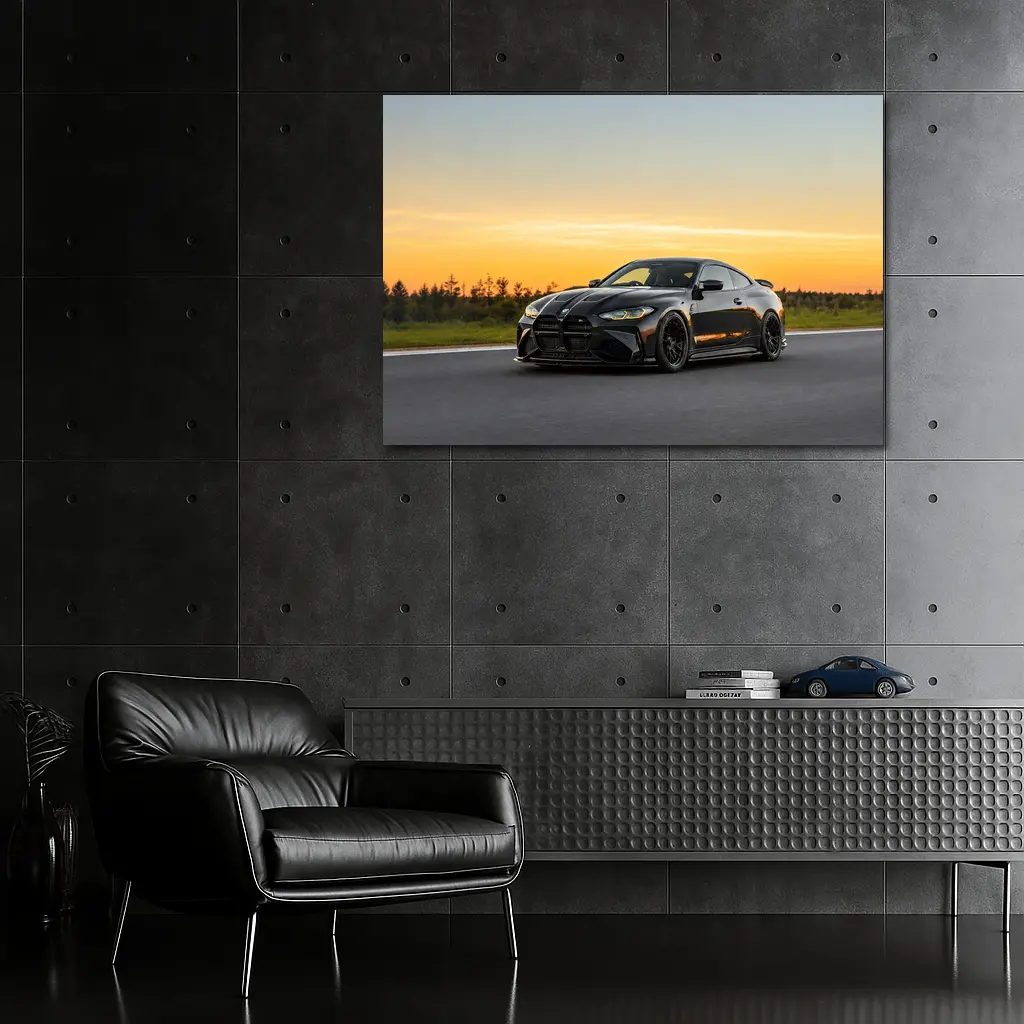 Black BMW M4 Coupe Sunset Track – Wall Art
