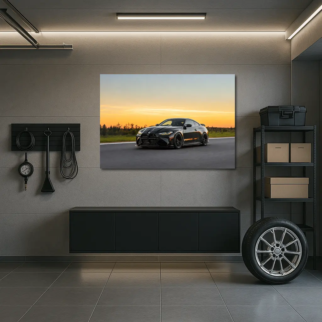 Black BMW M4 Coupe Sunset Track – Wall Art