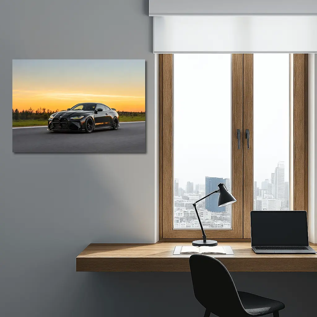Black BMW M4 Coupe Sunset Track – Wall Art