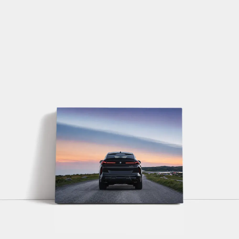 BMW X6M Rear View Sunset Road – Wall Art