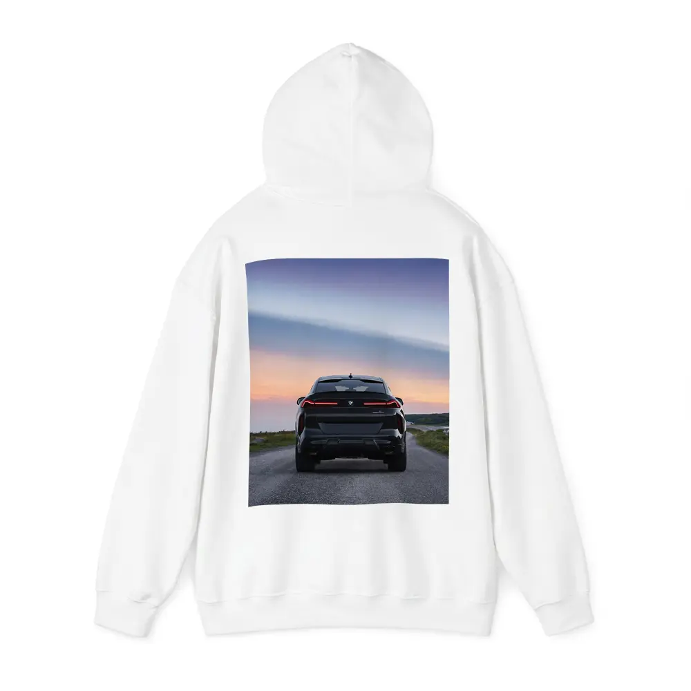 BMW X6M Rear View Sunset Road – Hoodies