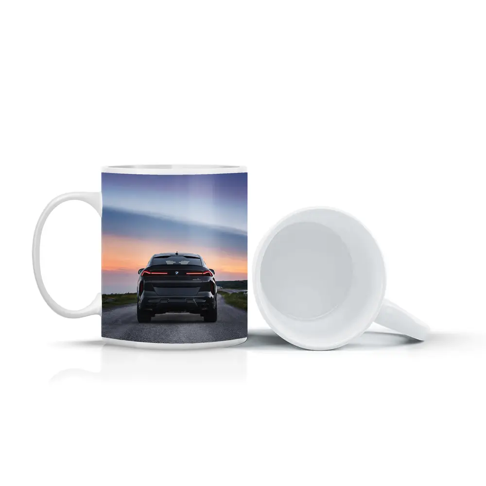 BMW X6M Rear View Sunset Road – Mugs
