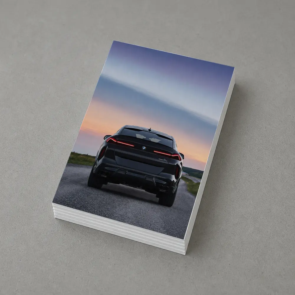 BMW X6M Rear View Sunset Road – Postcards