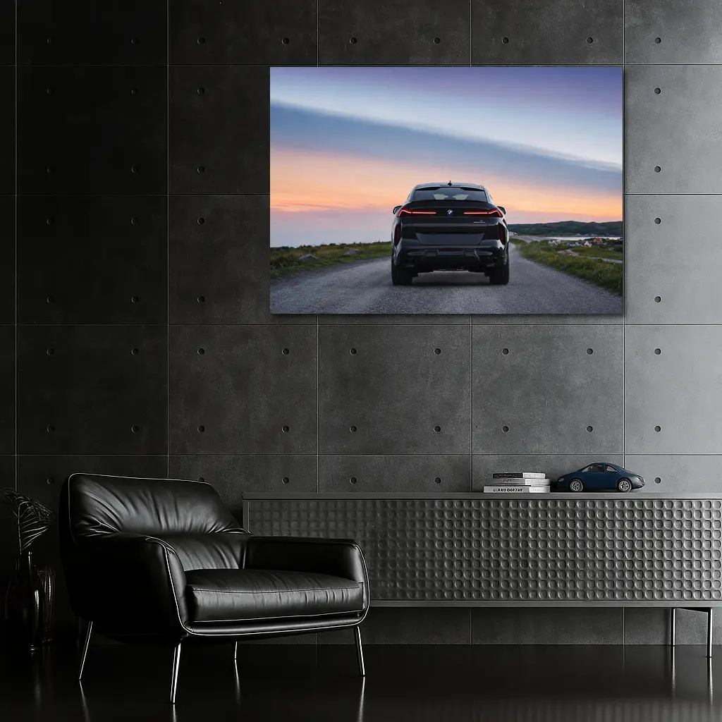 BMW X6M Rear View Sunset Road – Wall Art