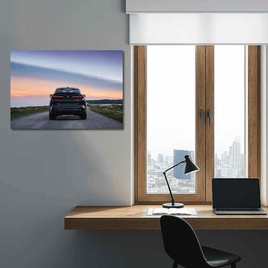 BMW X6M Rear View Sunset Road – Wall Art