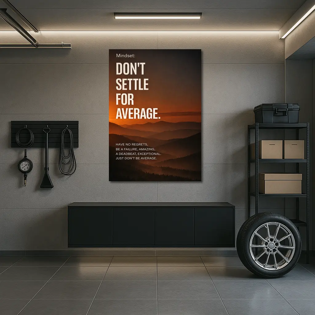 Don't Settle For Average Mindset Sunset Mountains – Wall Art