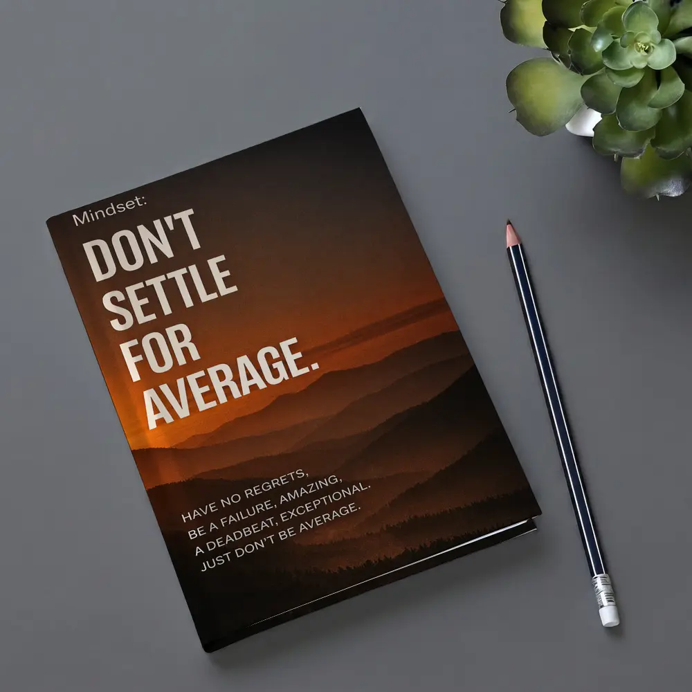 Don't Settle For Average Mindset Sunset Mountains – Notebooks