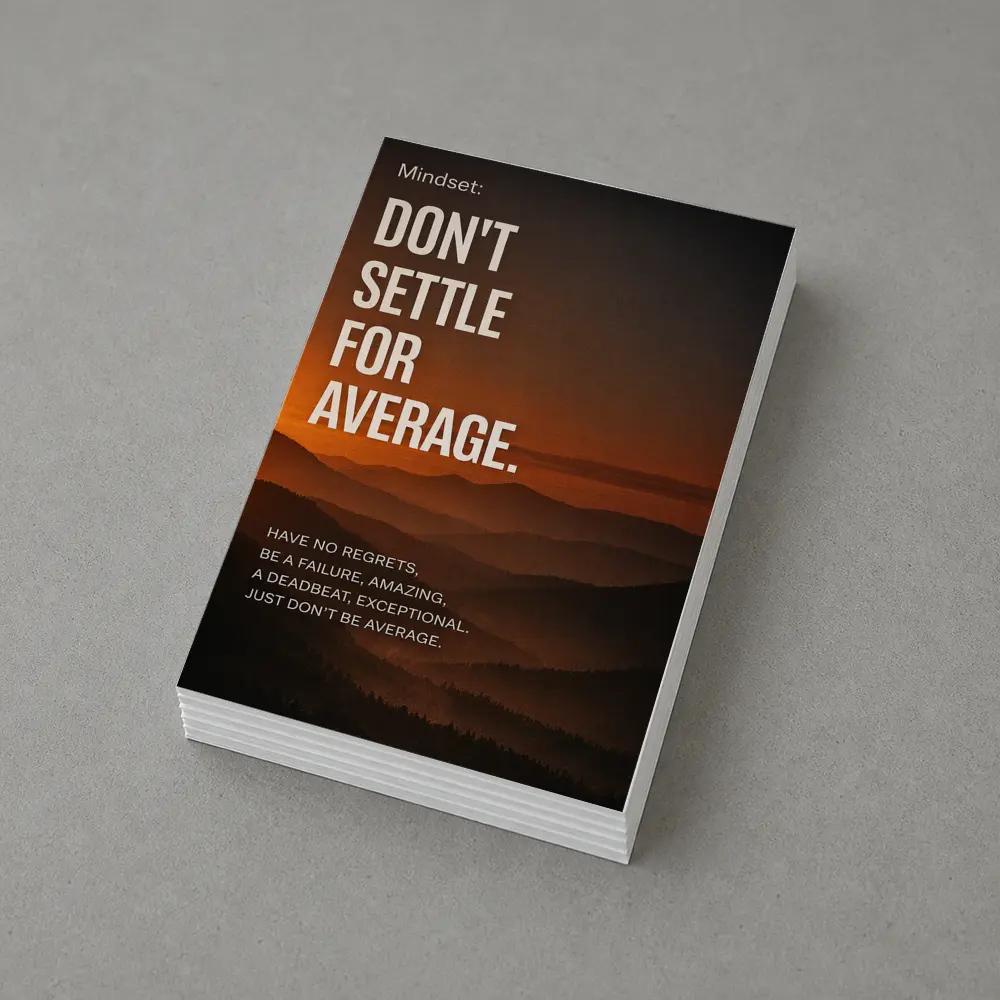 Don't Settle For Average Mindset Sunset Mountains – Postcards