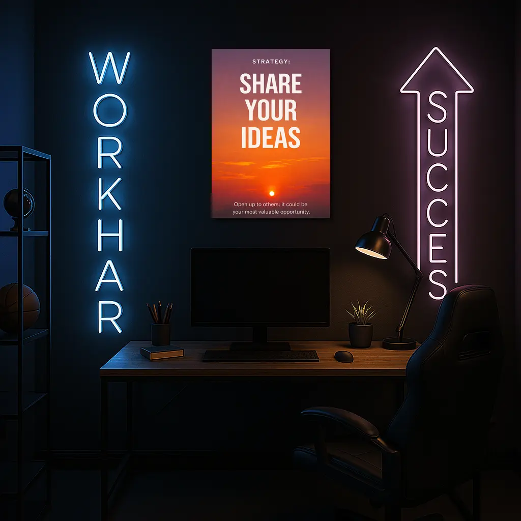 Share Your Ideas Sunset Motivational Quote – Wall Art