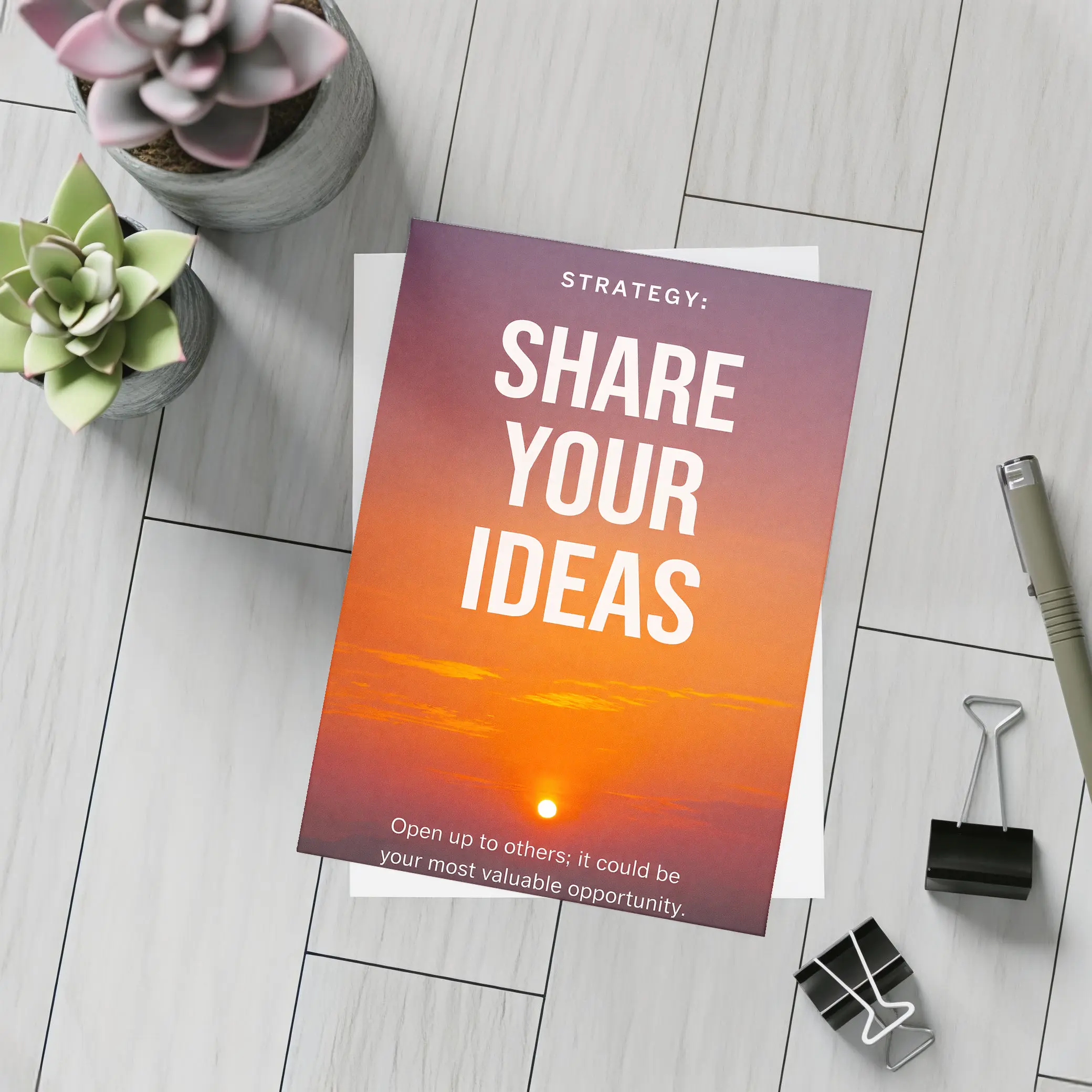 Share Your Ideas Sunset Motivational Quote – Postcards