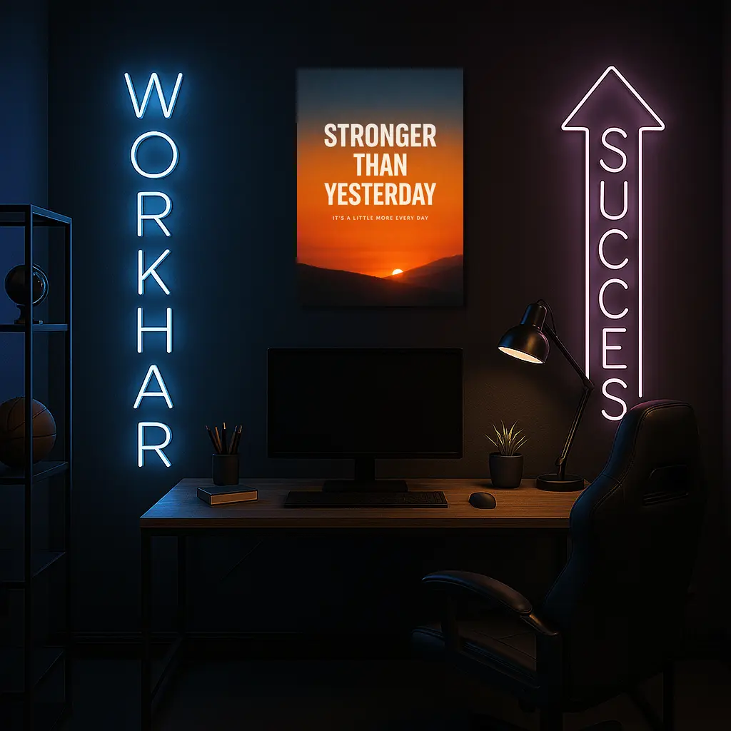 Stronger Than Yesterday Sunset Motivational Quote – Wall Art