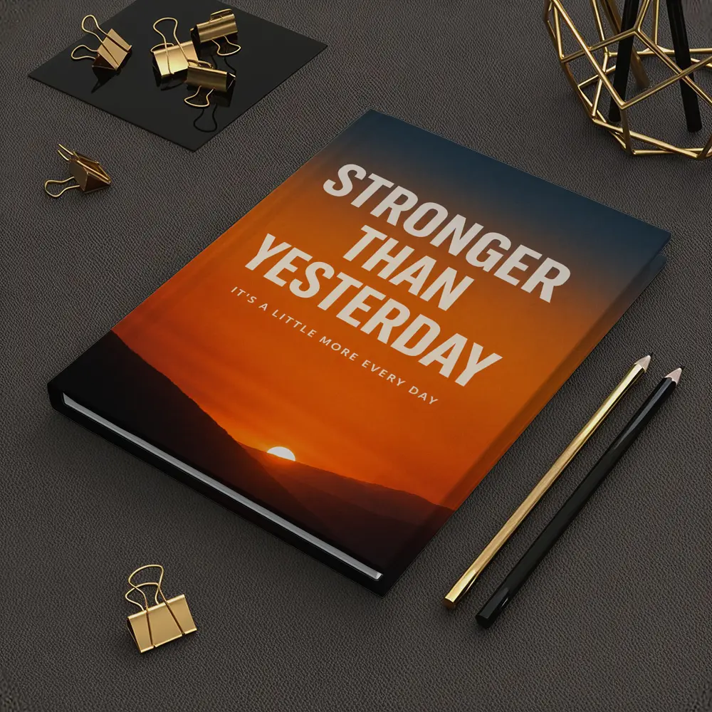 Stronger Than Yesterday Sunset Motivational Quote – Notebooks