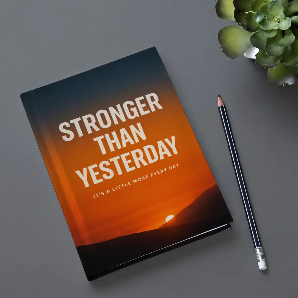 Stronger Than Yesterday Sunset Motivational Quote – Notebooks
