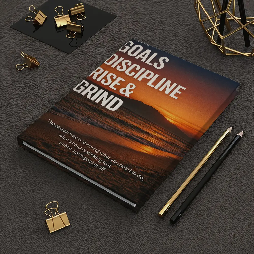 Goals Discipline Rise Grind Sunset Motivational – Notebooks