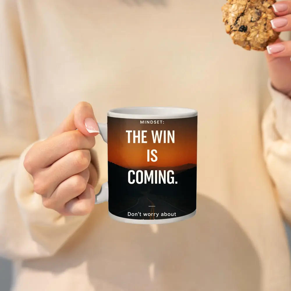 The Win Is Coming Mindset Road Sunset – Mugs