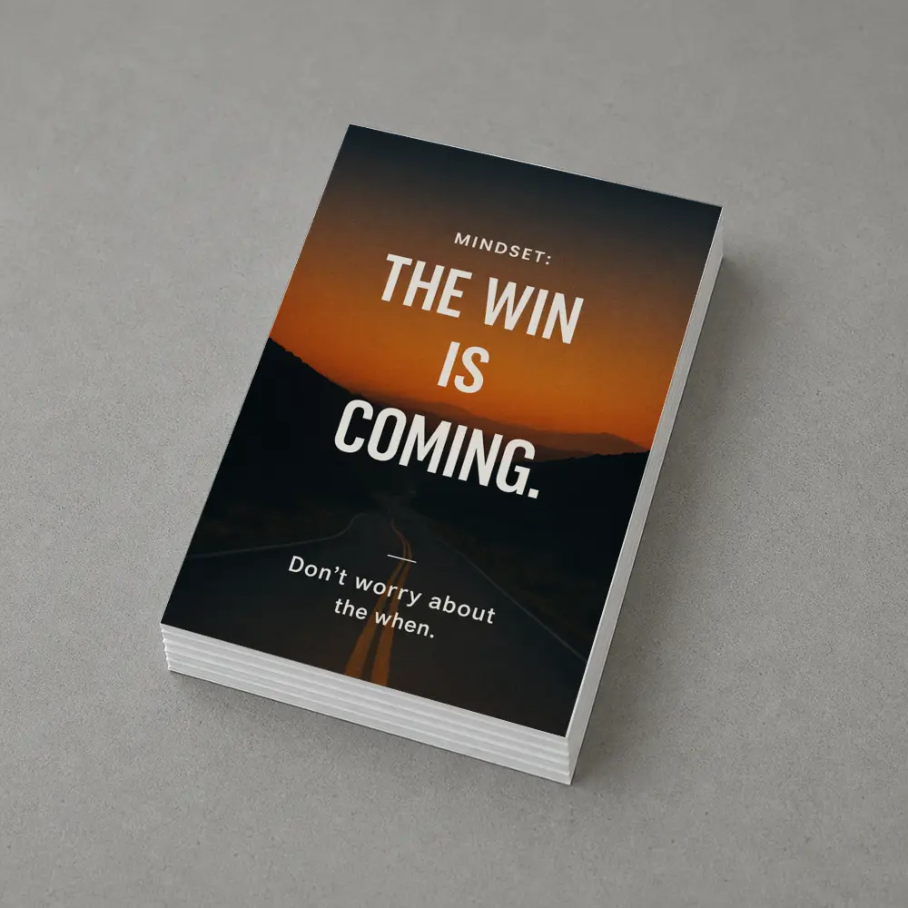 The Win Is Coming Mindset Road Sunset – Postcards