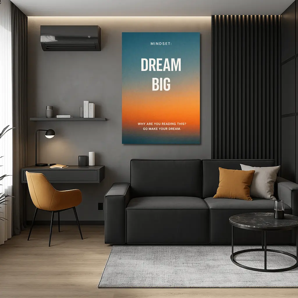 Dream Big Mindset Motivational Sunset Quote – Wall Art